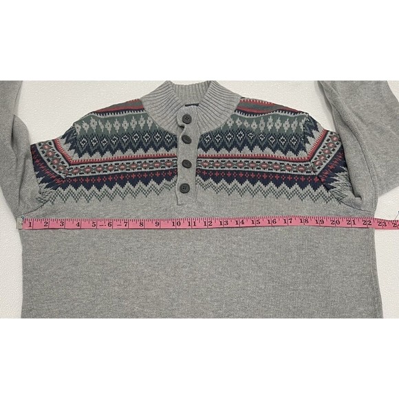 Izod Men's Saltwater Harbor Fairisle Sweater Lt Grey Heather - Large - Picture 4 of 5